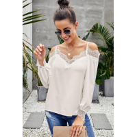 White Lace Cold Shoulder Blouse