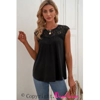 Black Sleeveless Top with Lace Detail