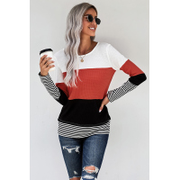 Stylish Colorblock Splicing Stripes Top