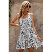 White Tiered Leopard Babydoll Dress