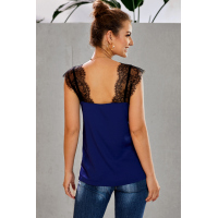 Blue One More Night Lace Cami Tank