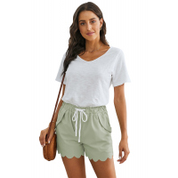 Green Casual Drawstring Pocket Shorts