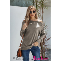 Khaki Ribbed Zip Knit Top