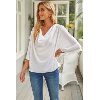 White Draped Blouse