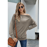 Khaki Ribbed Zip Knit Top