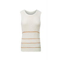 Beige Knit Tank Top with Stripes