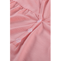 Pink Buttoned Detail Cotton Blend Short Sleeve T-shirt