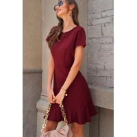 Red Tassel Ruffle Short Sleeve Mini Dress