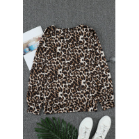 Hollow-out V Neck Leopard Blouse