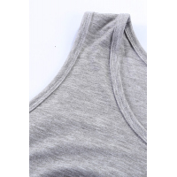 Gray Casual Women Tank Top with Multicolor Pocket