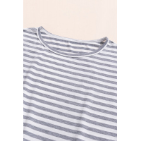 Stripes Pocketed T-shirt Dress with Belt