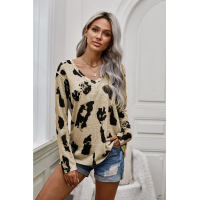 Long Sleeves Leopard Print Blouse