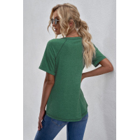 Green Heathered Round Neck T-shirt