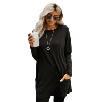 Black Longline Pocketed Top