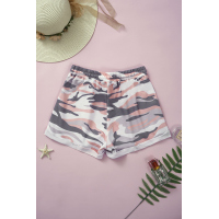 Multicolor Camo Print Cotton Casual Shorts