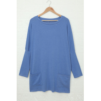 Sky Blue Longline Pocketed Top