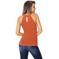 Orange Cutout Halter Racerback Tank Top