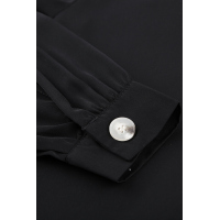 Black Button Up Puff Sleeve Shirt