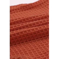 Orange Contrast Eyelet Thermal Knit Top