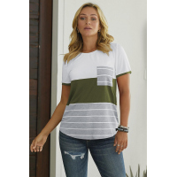 Green Right Here With Me Color Block Top