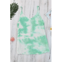 Green Tie Dye Print Knit Tank Top