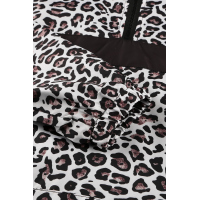 Zip Neck Leopard Pullover Hoodie