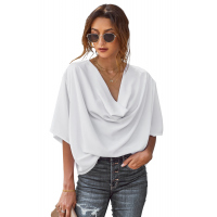 White Draped Blouse