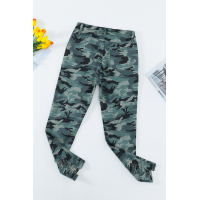 Green Camouflage Hollow out Skinny Jeans with Pocket