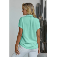 Green Road To Success Button Up Drape Blouse