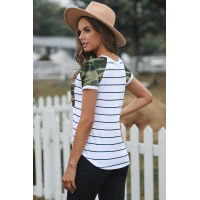 Green Striped Camo Pocketed Patch Tee