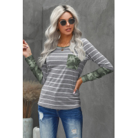 Camo Stripes Long Sleeves Top