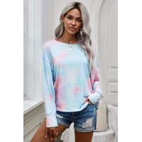 Orange Tie Dye Pullover Long Sleeve Top