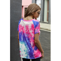 Blue Getting Ripped Raglan Sleeve Tie Dye T-shirt