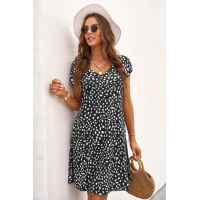 Black Cheetah Print Pocketed Mini Dress