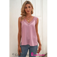 Pink Eyelash V Neck Cami Tank Top