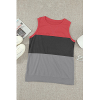 Gray Color Block Crew Neck Tank Top