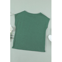 Green Pocketed Tee with Side Slits