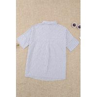 White Short Sleeve Striped Shirt