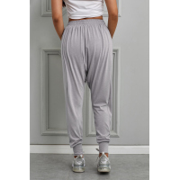 Gray Casual Drop Crotch Tapered Leg Pants