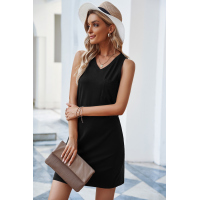 Black Chest Pocket Tank Mini Dress