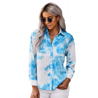 Blue Whirlwind Tie Dye Button Shirt with Pocket