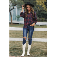 Loose Fit Boyfriend Style Plaid Shirt