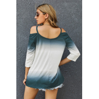 Ombre Tie Dye Cold Shoulder Blouse