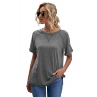 Gray Heathered Round Neck T-shirt