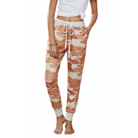 Orange Camo Print Knit Sport Pants