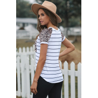 Striped Leopard Pocketed Patch Tee