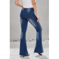 Blue Bring On The Peace Dark Denim Flare Jeans