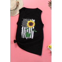 Sunflower American Flag Star Casual Tank