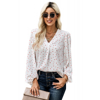 White Love You Boo Balloon Sleeve Blouse