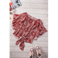 Red Bohemian Floral Print Off The Shoulder Blouse